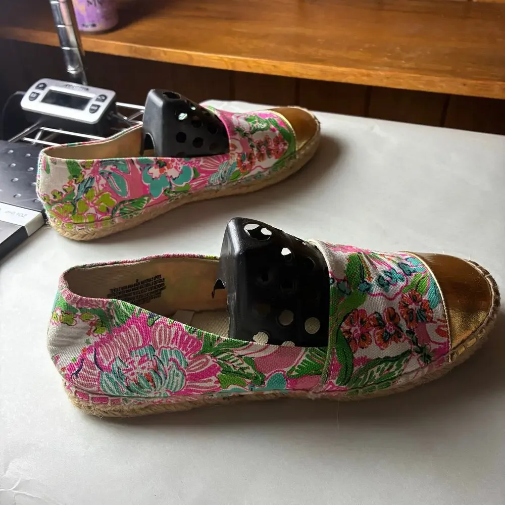 Lilly Pulitzer for Target Nosey Posey Floral Gold Toe Espadrilles Women's 8